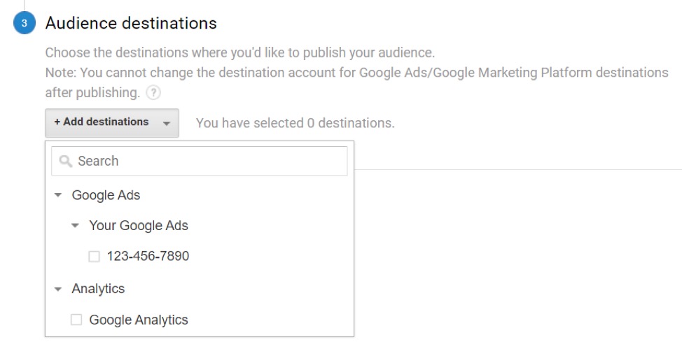 Audience destinations in Google Analytics