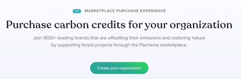Screenshot of a page from Pachama.com showing how to purchase carbon offset credit