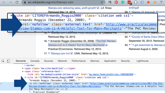 Screenshot of a Wikipedia page showing the backend code
