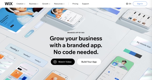 Home page of Branded App by Wix