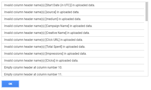 how to import cost data into google analytics—reasons for failed import