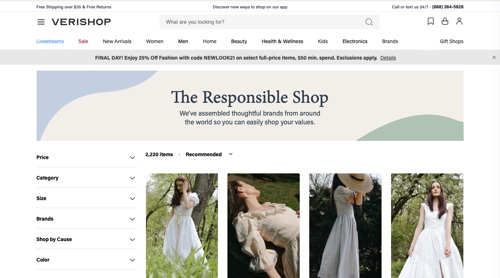 Home page of The Responsible Shop - Verishop