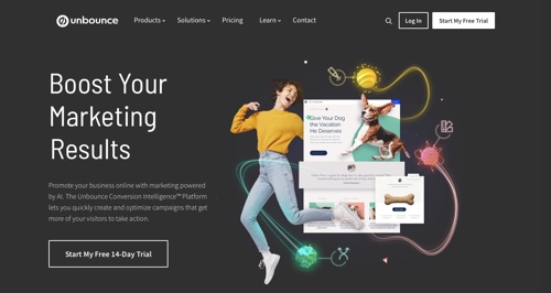 Home page of Unbounce