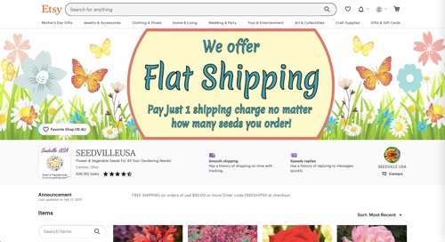 Screenshot of SEEDVILLEUSA Etsy shop.