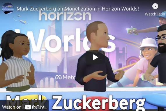 Screenshot of YouTube video, "Mark Zuckerberg on Monetization in Horizon Worlds"