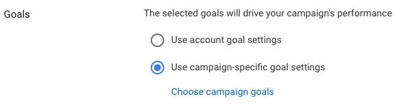 Screenshot of Google Ads settings for bid strategies