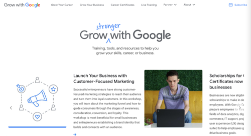 Screenshot of Grow with Google.