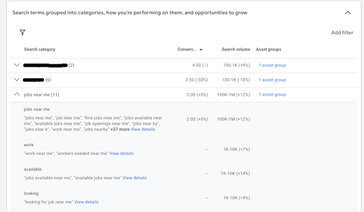 google ads performance max - search terms