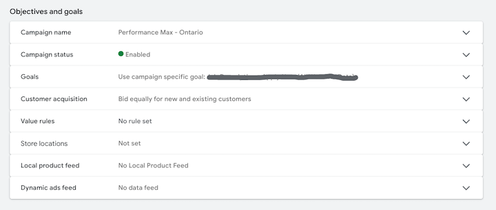 google ads performance max - goals and objectives