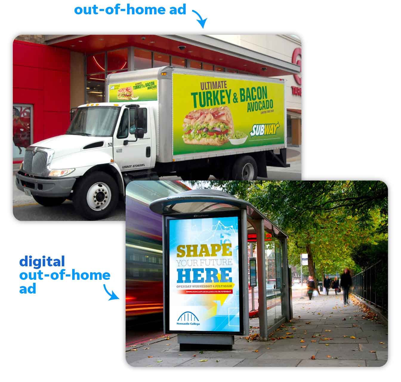 traditional vs digital out of home ad examples