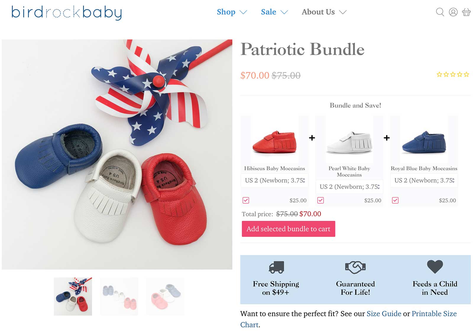 BirdRock Baby product bundle page
