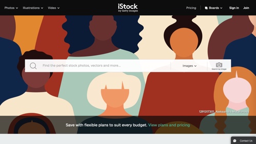 Home page of iStock