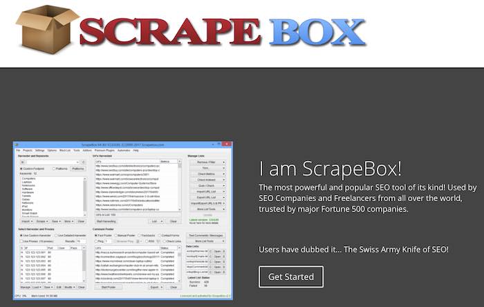 Screenshot of ScrapeBox home page