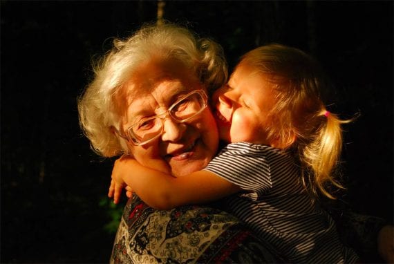 Photo of a grandmother with a little girl.