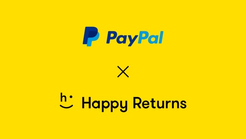 Screenshot of a Happy Returns web page, stating "PayPal x Happy Returns."