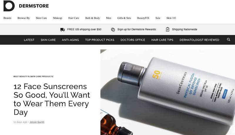 Home page of The Dermstore Blog