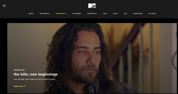 Screenshot from MTV of a performer with a beard