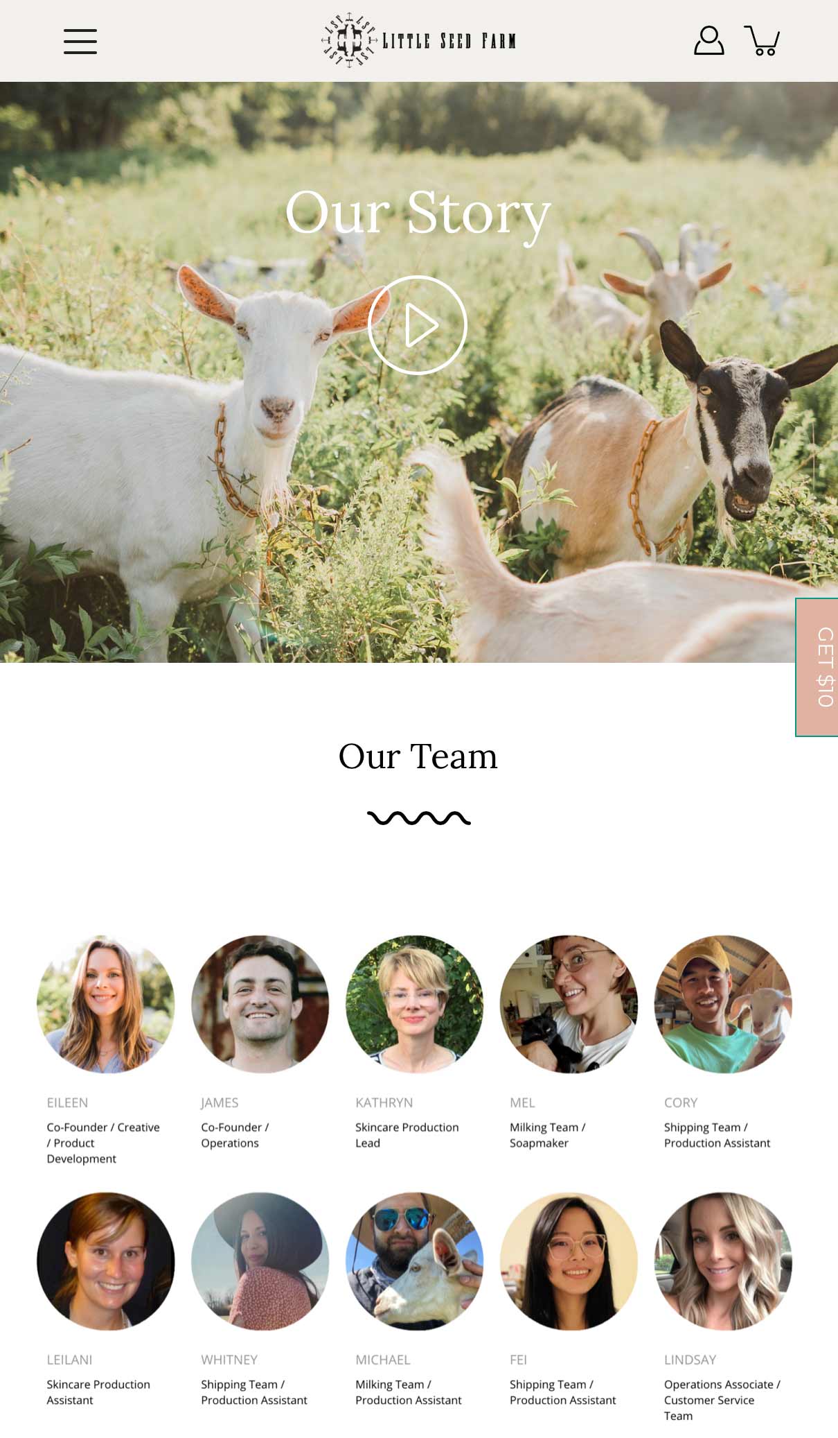 Little Seen Farm About Us page with video and images of staff