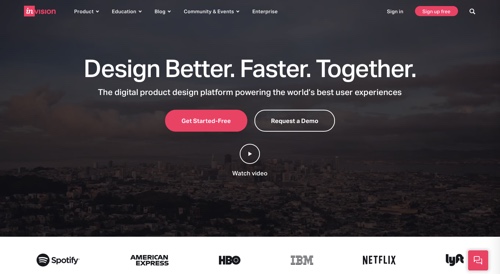 Home page of InVision