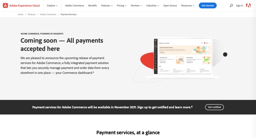 Home page of Adobe Experience Cloud
