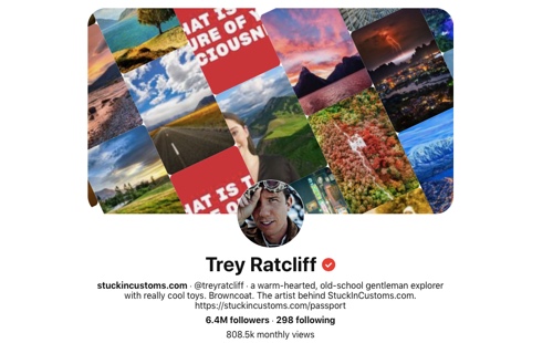 Screen capture of the Trey Ratcliff Pinterest page