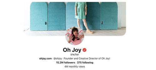 Screen capture of the Oh Joy Pinterest page