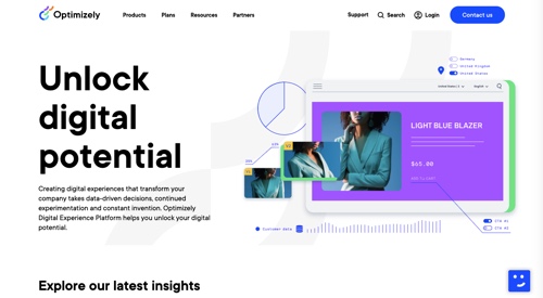Home page of Optimizely