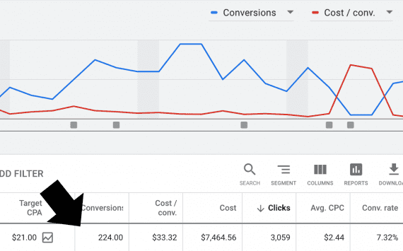 Screenshot from Google Ads showing campaign performance
