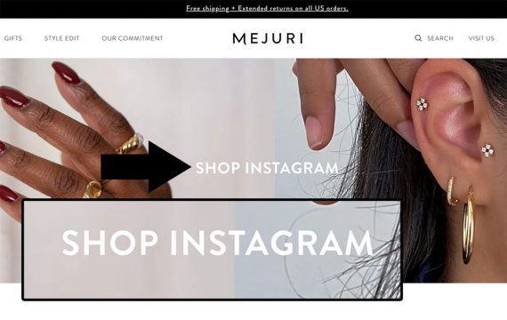 Screenshot of Mejuri's Instagram collection page on Mejuri's website
