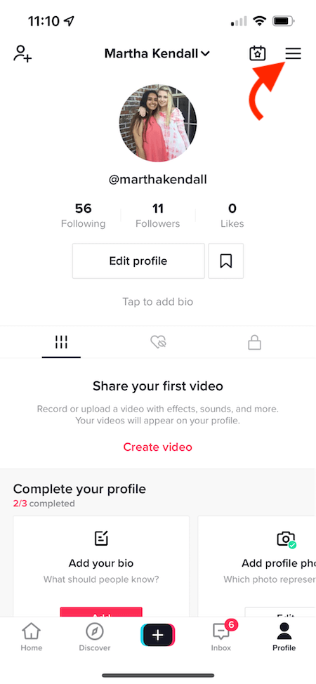 how to turn stitch on and off on tiktok - profile menu