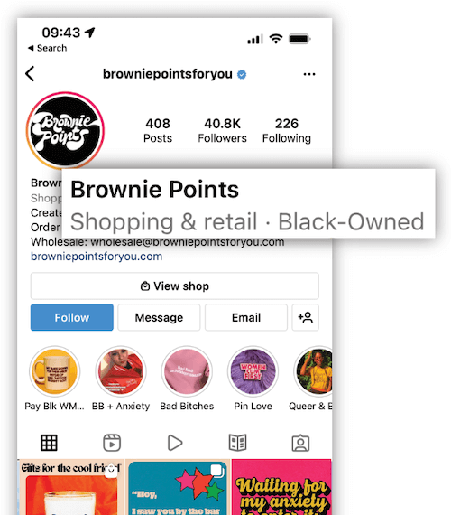 black-owned badge on instagram