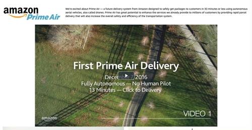 Screenshot of Amazon Prime Air web page.