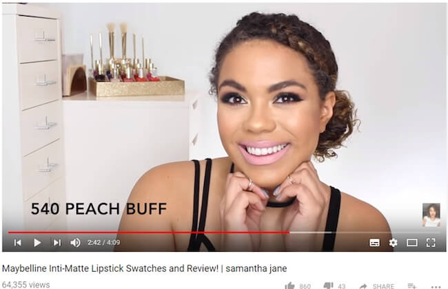 Samantha Jones is a Canadian YouTuber in the beauty niche