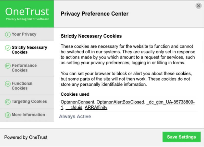 One trust privacy preference center 