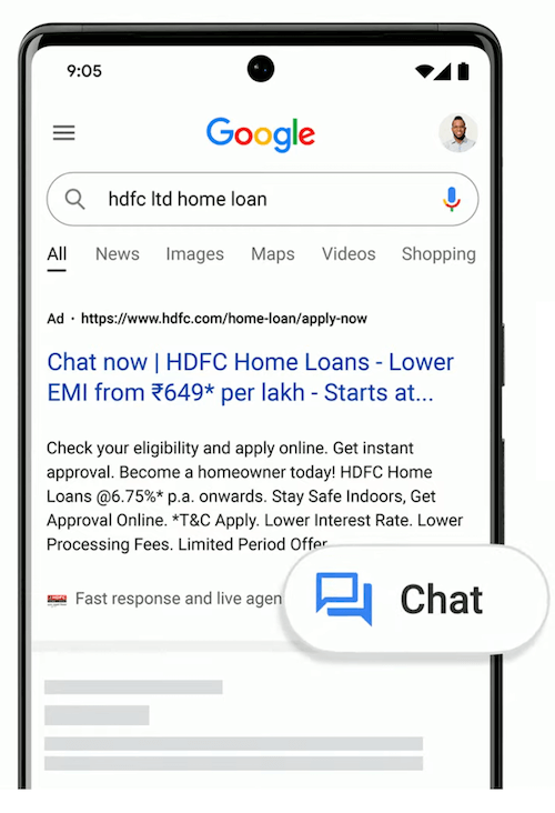 google marketing live 2022 - chat in search ads