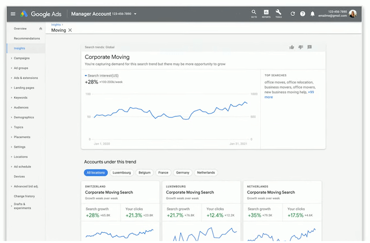 google marketing live 2022 - insights page manager account
