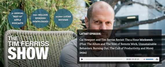 Screenshot of The Tim Ferris Show home page