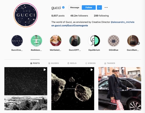 Gucci Instagram profile