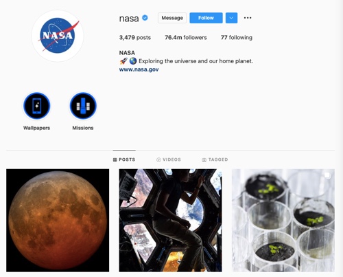 NASA Instagram profile