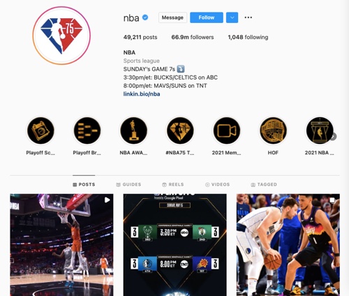 NBA Instagram profile