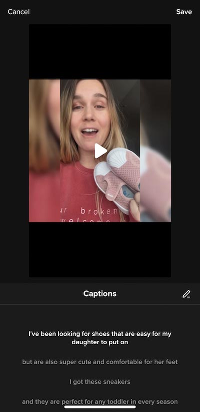 how to get more likes on tiktok - screenshot of video with captions