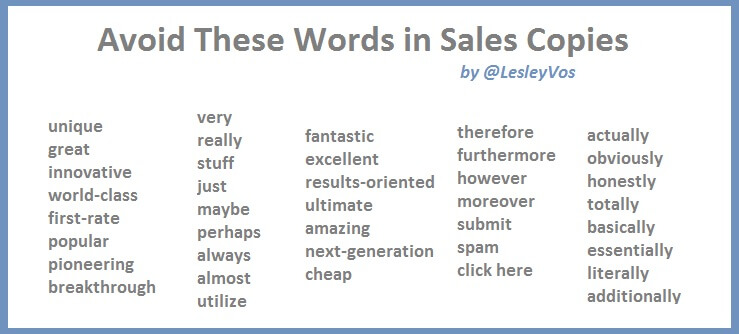 When crafting sales copies, forget these words