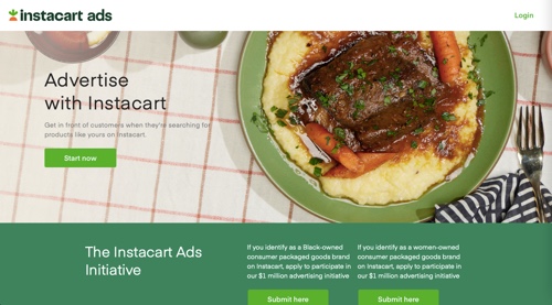 Screenshot of Instacart Ads home page