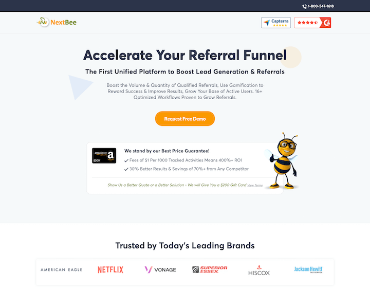 product landing page examples - next bee