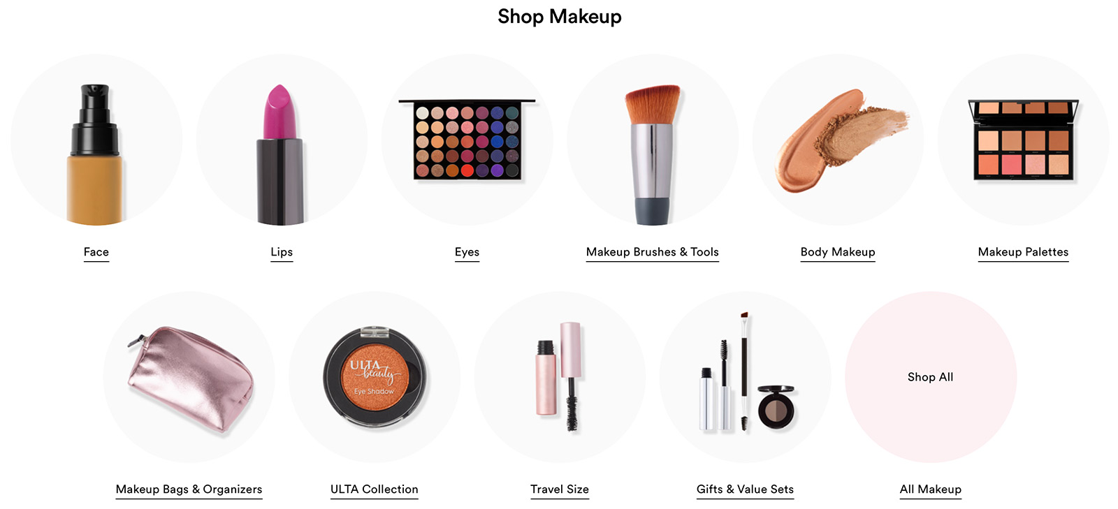 Ulta category page with thumbnails