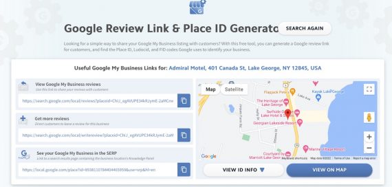 Screenshot of Google Review Link & Place ID Generator