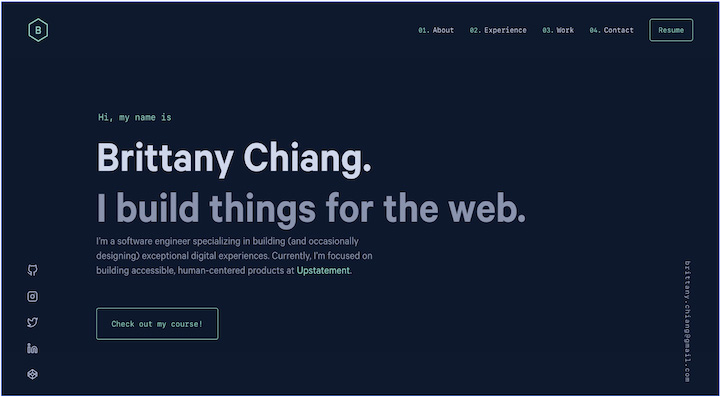 portfolio website examples - brittany chiang