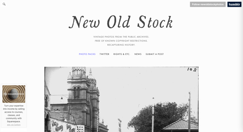 Screenshot of New Old Stock home page.