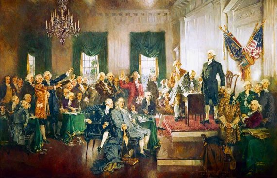 Screenshot of the Chandler Christy painting from 1940 of the Constitutional Convention