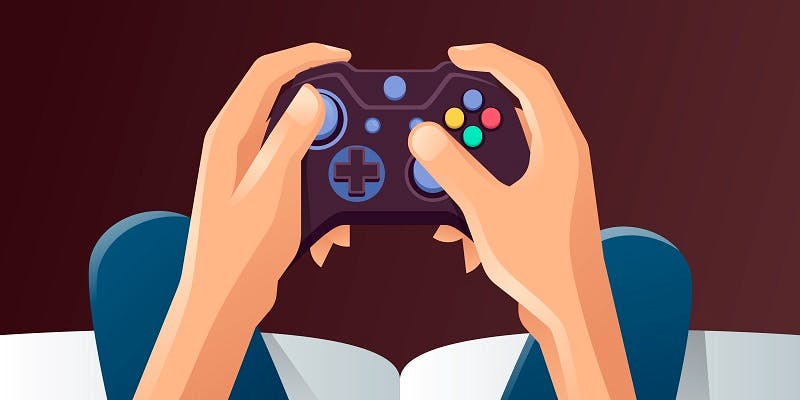 Illustration of a pair of hands holding a controller